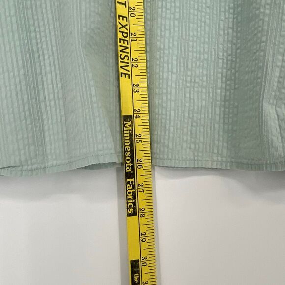 EDDIE BAUER Women’s Long Sleeve Top L Green Textured Cotton Split Neck Button - Picture 8 of 12